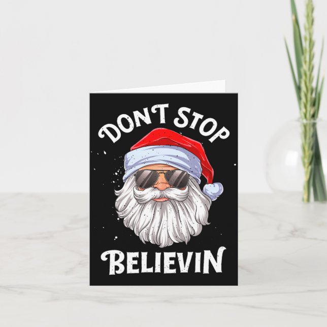 Dont Stop Believin Santa Funny Christmas Boys Kid  Kort (Framsida)