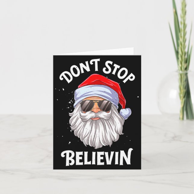 Dont Stop Believin Santa Funny Christmas Boys Kid  Kort (Framsida)