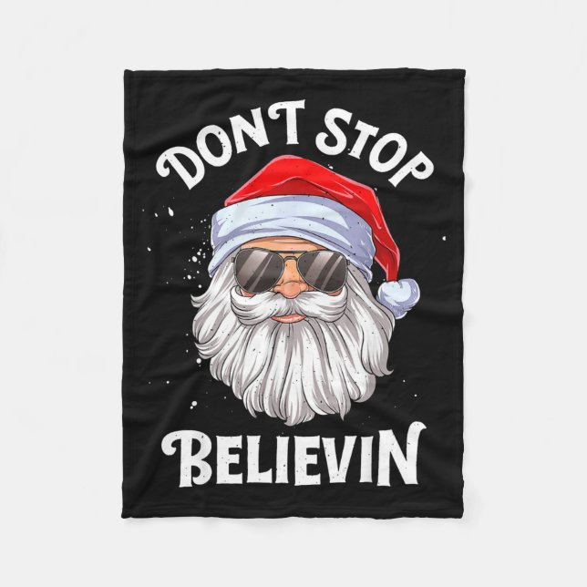 Dont Stop Believin Santa Funny Christmas  Fleecefilt (Framsidan)