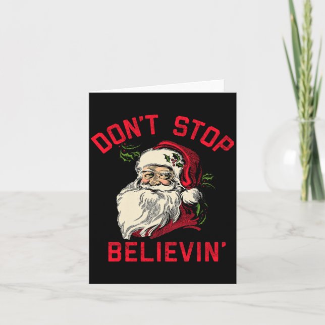 Don't Stop Believing, Funny Santa, Winter Christma Kort (Framsida)