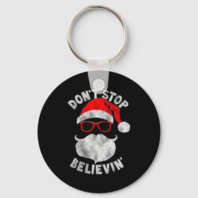 Don't Stop Believing Santa Cool Gles Christmas  Nyckelring (Framsida)