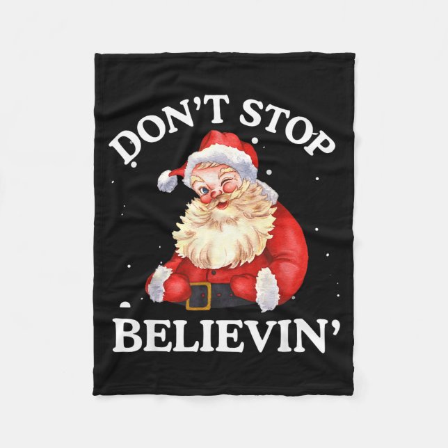 Don't Stop Believing Santa Funny Santa Claus Face  Fleecefilt (Framsidan)