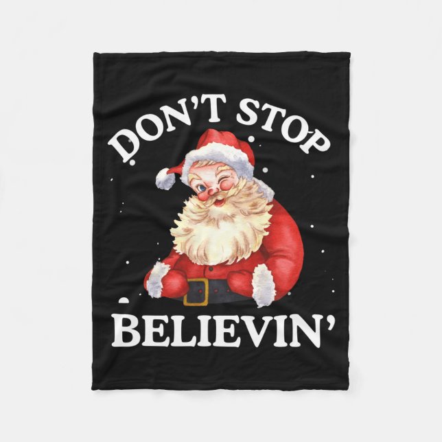 Don't Stop Believing Santa Funny Santa Claus Face  Fleecefilt (Framsidan)