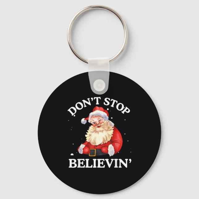 Don't Stop Believing Santa Funny Santa Claus Face  Nyckelring (Framsida)