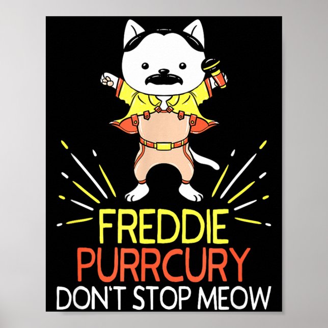Don't Stop Meow Die Purrcury Funny Cat Music Pun G Poster (Framsidan)