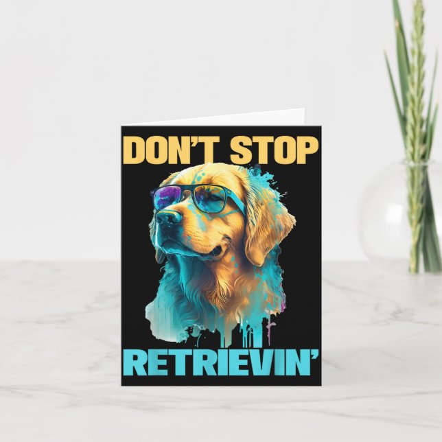 Don't Stop Retrievin - Retro Golden Retriever Dog  Kort (Framsida)