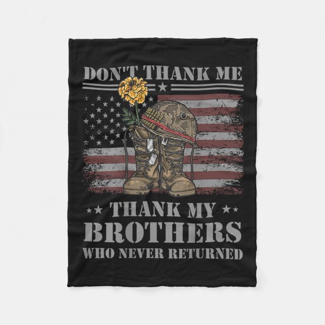 Don't Thank Me Veteran Thank My Brothers Quote Bac Fleecefilt (Framsidan)