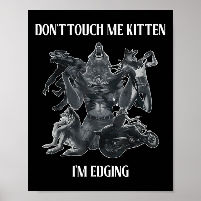 Don't Touch Me Kitten I'm Edging Wolfs Design  Poster (Framsidan)