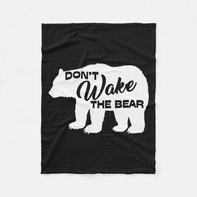 Don't Wake The Bear Funny Bear Silhouette Graphic  Fleecefilt (Framsidan)