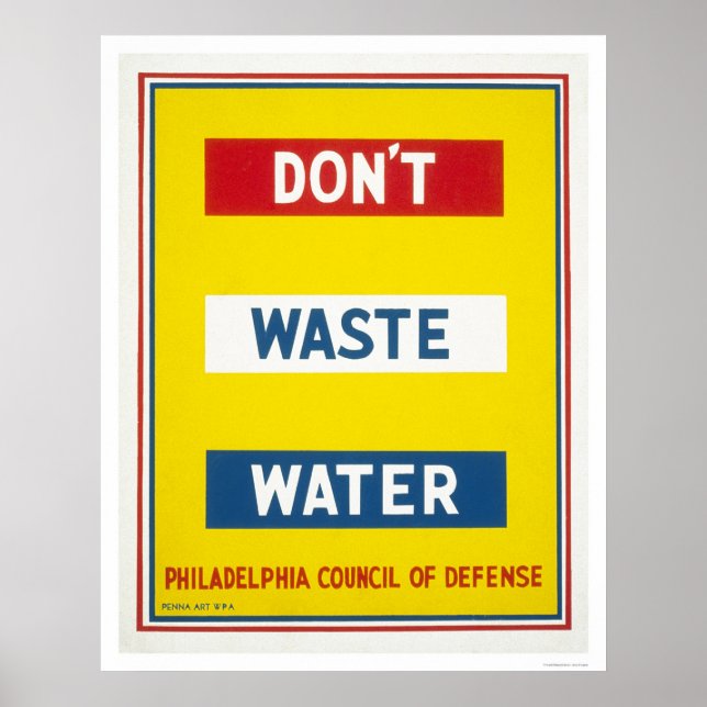 Don't Waste Water WPA Poster (Framsidan)