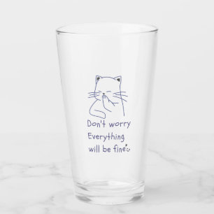 Dont Worry Smiling Cat Glass Kopp