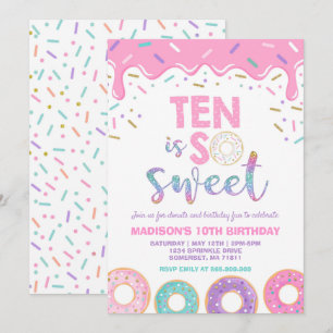 Donut 10:e födelsedagen Inbjudan Donut Ten är söta