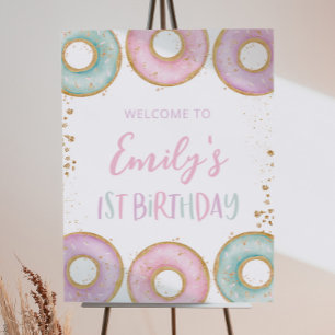 Donut 1:a födelsedag Party Välkomstskylt Poster Aq