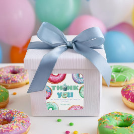 Donut 1:a födelsedagen Party Boy Cute Tack Favor Fyrkantigt Klistermärke
