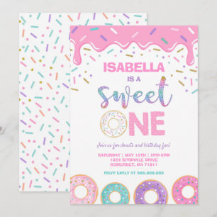 Donut 1:a födelsedagsinbjudan Donut Sweet 1 Inbjudningar