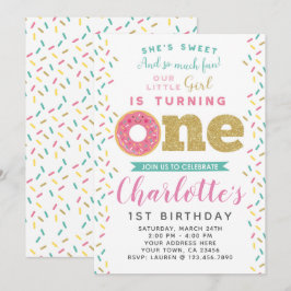 Donut 1:a födelsedagsinbjudan inbjudningar