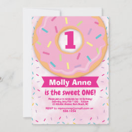 Donut 1st First Birthday Girl Investiges Sprinkles Inbjudningar