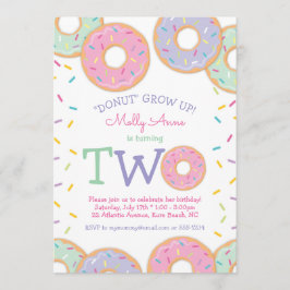 Donut 2:a födelsedagsinbjudan rosa sprinkles inbjudningar