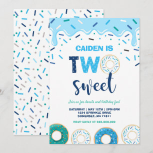 Donut 2 svensk födelsedag Inbjudan Donut Party Blu