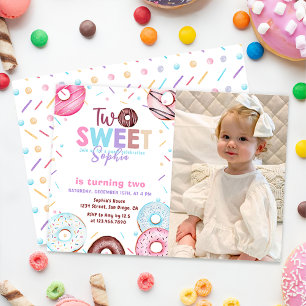 Donut 2 Sweet 2 Birthday Party Photo Inbjudningar