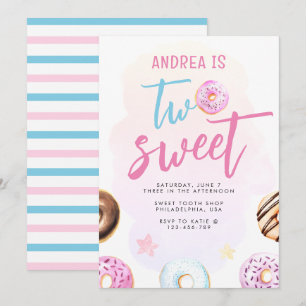 Donut 2 Sweet 2nd Birthday Inbjudningar