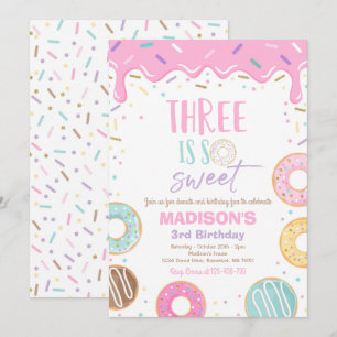 Donut 3:e födelsedagen Inbjudan Donut three is Swe