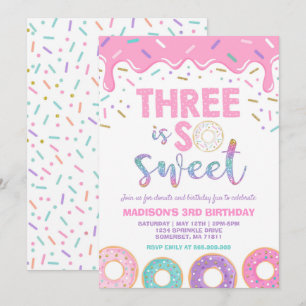 Donut 3:e födelsedagen Inbjudan Donut three is Swe