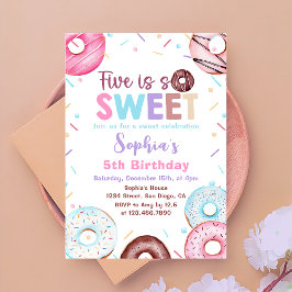 Donut 5 h Födelsedagsfesten Donut 5 är sötad Inbjudningar