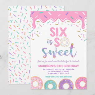 Donut 6e födelsedag Inbjudan Donut Six är sötad