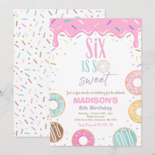 Donut 6e Födelsedagsfest sex är så söt Inbjudningar