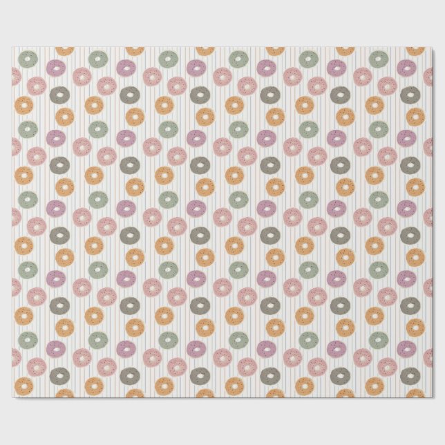 Donut Älskare Mönster - Pastel Sprinkles & Rand Presentpapper (Seam)