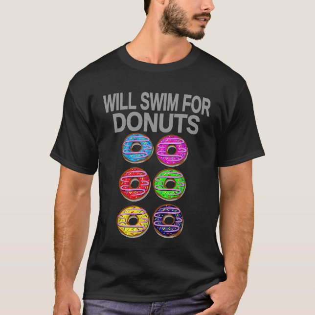 Donut Älskare Simma Funny Swimming Baking Gym Food T Shirt (Framsida)