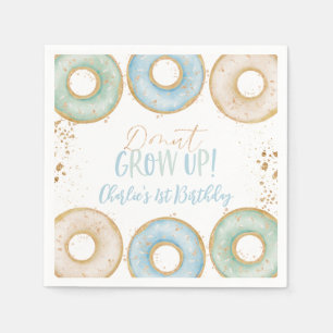 Donut Aqua Guld 1:a födelsedagen Napkins Boys Birt Pappersservett