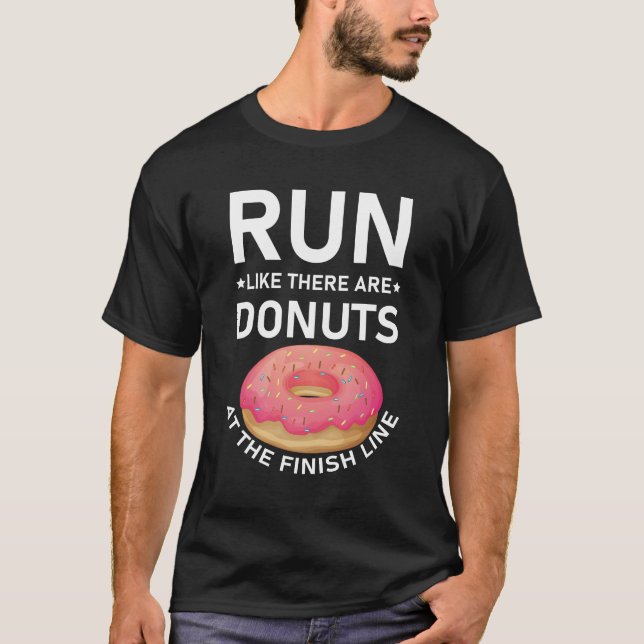 Donut Avslutar Line Marathon Funny Running Springe T Shirt (Framsida)
