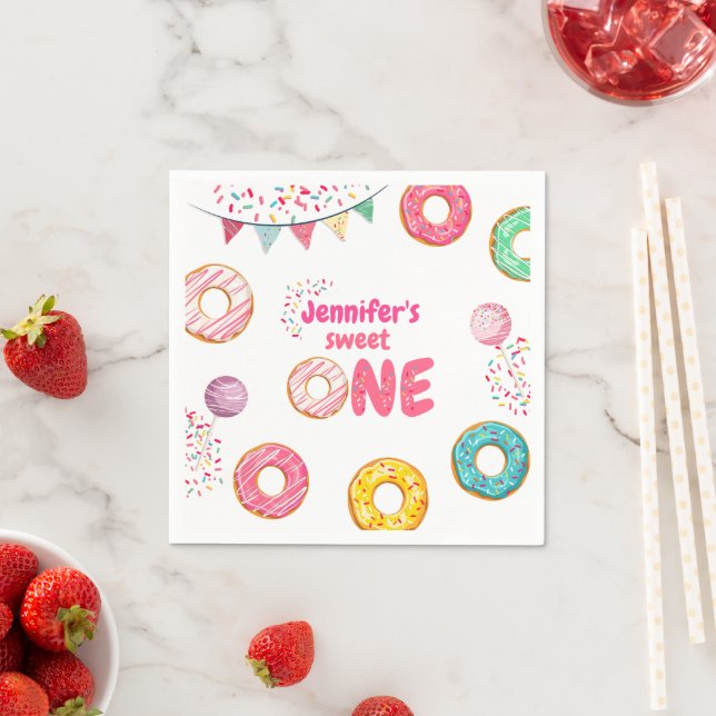 Donut Baby Birthaday Sprinkle Napkins Pappersservett (Insitu)