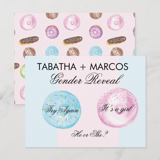 Donut Baby Gender Reveal DIY Scratch Cards Meddelande Vykort (Fram/baksida)