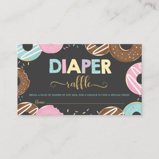 Donut Baby Shower Doughnut Girl Diaper Raffle Tilläggskort (Framsida)