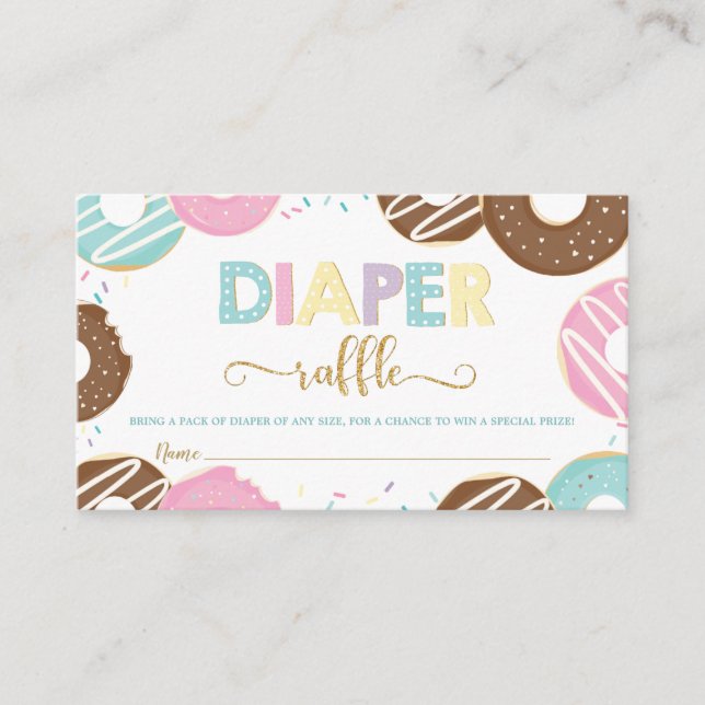 Donut Baby Shower Doughnut Girl Diaper Raffle Tilläggskort (Framsida)