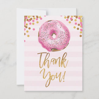 Donut Baby Shower Tack you Card Girl Rosa OSA Kort
