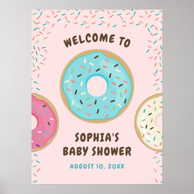 Donut Baby Shower Välkomstskylt utskrivet Poster (Framsidan)