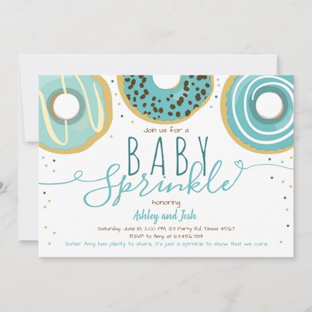 Donut Baby Sprinkle Blue Doughnut Boy Sprinkle Inbjudningar (Framsida)