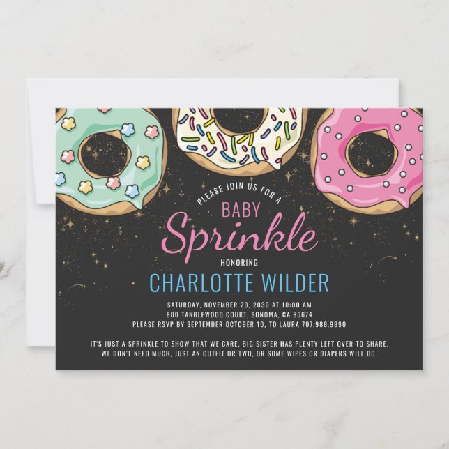 Donut Baby Sprinkle Gender Neutral Investigation Inbjudningar (Framsida)