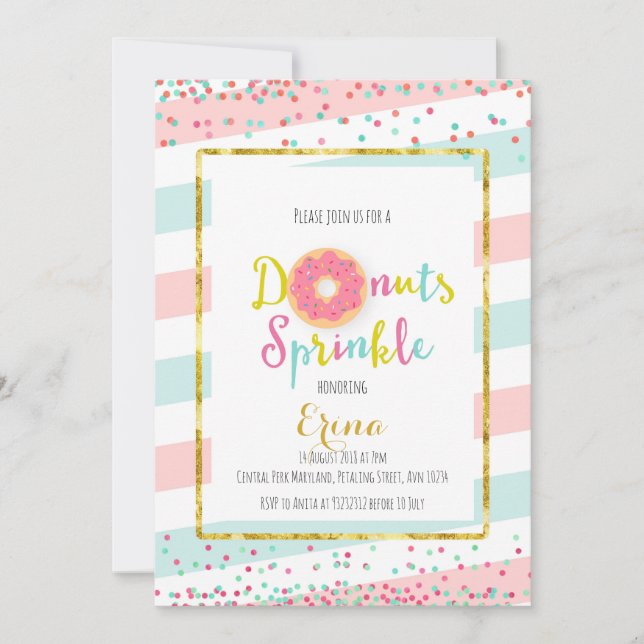 Donut Baby Sprinkle-inbjudan Inbjudningar (Framsida)