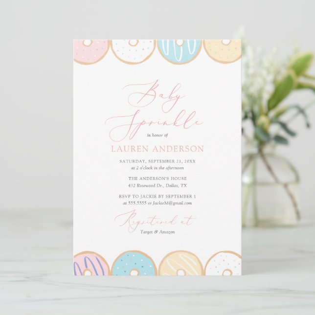Donut Baby Sprinkle-inbjudan Inbjudningar (Stående Fram)