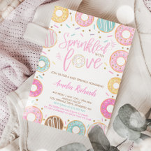 Donut Baby Sprinkle-inbjudan sprinklad med Kärlek