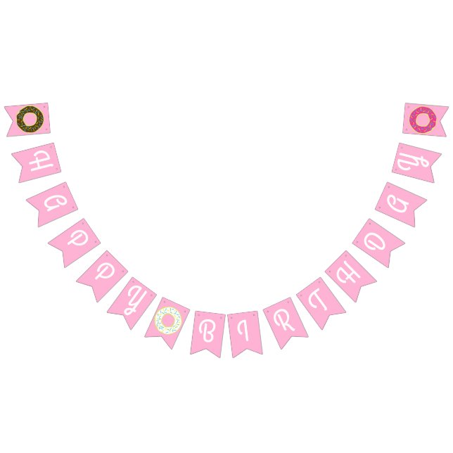 Donut Barn Födelsedagsfest Cute Vimplar (Alla)