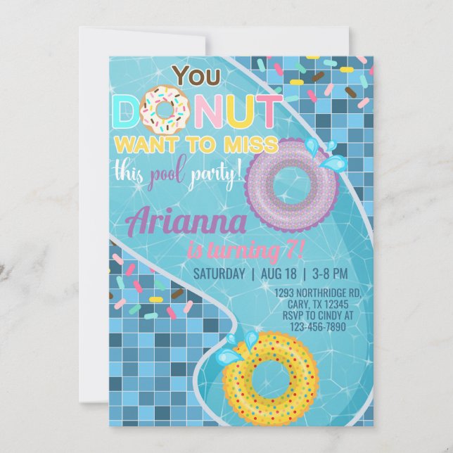 Donut bassäng, bassäng inbjudan. inbjudningar (Framsida)