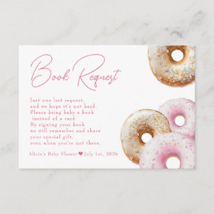 Donut Begäran om Rosa Gingham Girl Baby Shower B Tilläggskort