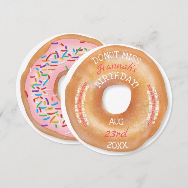 Donut Birthday | Cute Frosting Sprinkles Doughnut Inbjudningar (Fram/baksida)