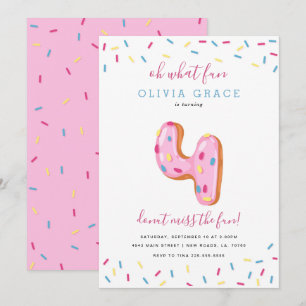 Donut Birthday-firande Fyra Inbjudningar